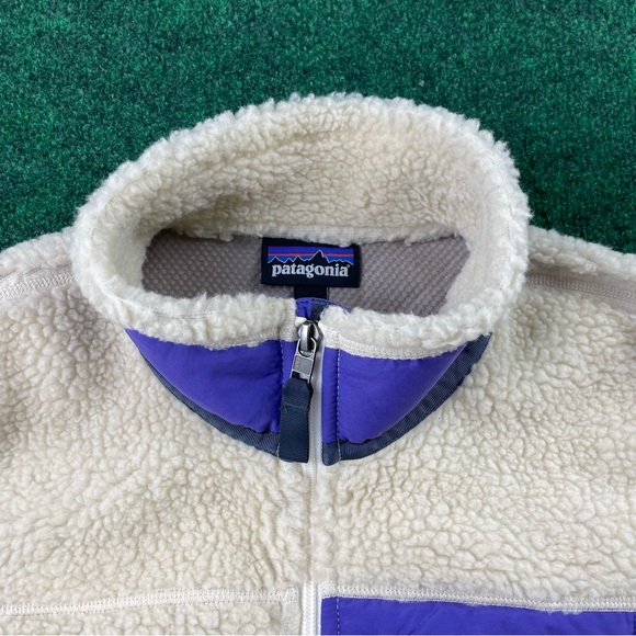 Patagonia Classic Retro-X Deep Pile Fleece Vest Ivory w/ Purple Women’s Large - Picture 4 of 14